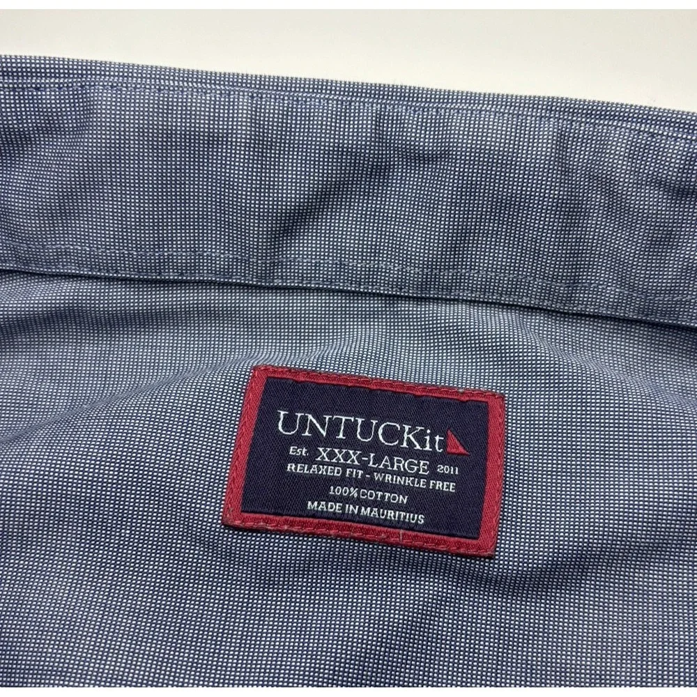 UNTUCKit Pio Cesare WF Relaxed Fit Mens XXXL Wrinkle Free Blue Button Down Shirt - Picture 6 of 7